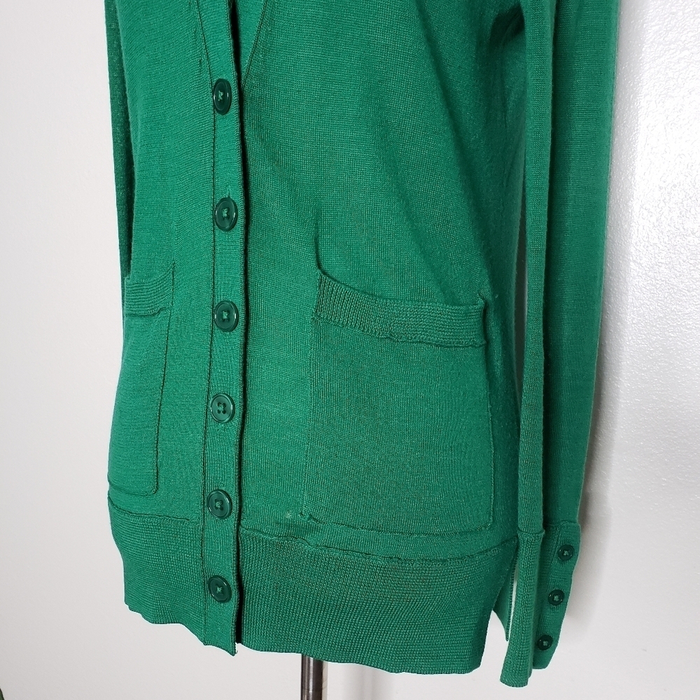 Only Mine Kelly Green Merino Wool Preppy Lightweight Sweater Bohemian Summer - Picture 3 of 15